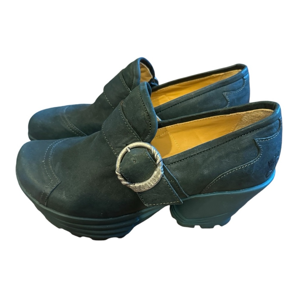 John Fluevog Platform Leather Green Shoes Size 11